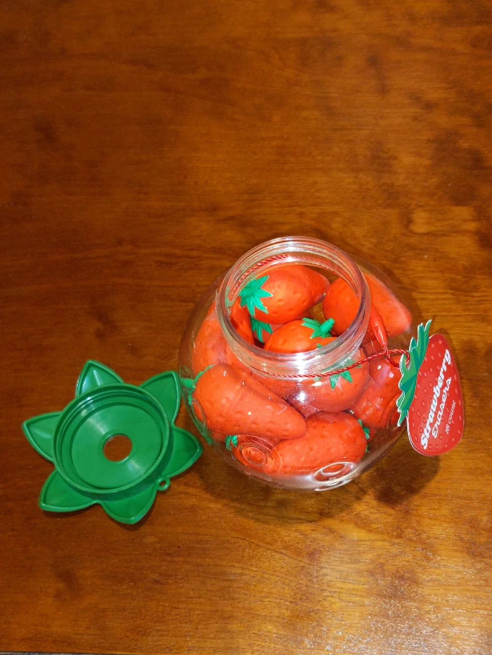 Strawberry ERASERS Reusable Container New School Classroom Bowl Filler Summer